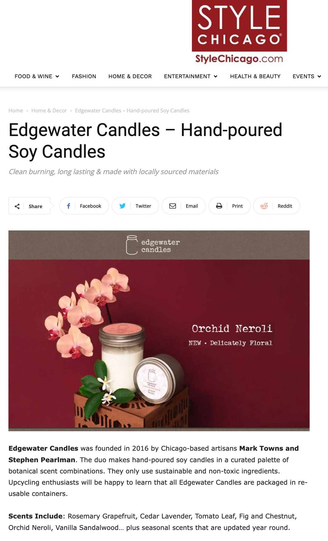 Edgewater Candles in Style Chicago