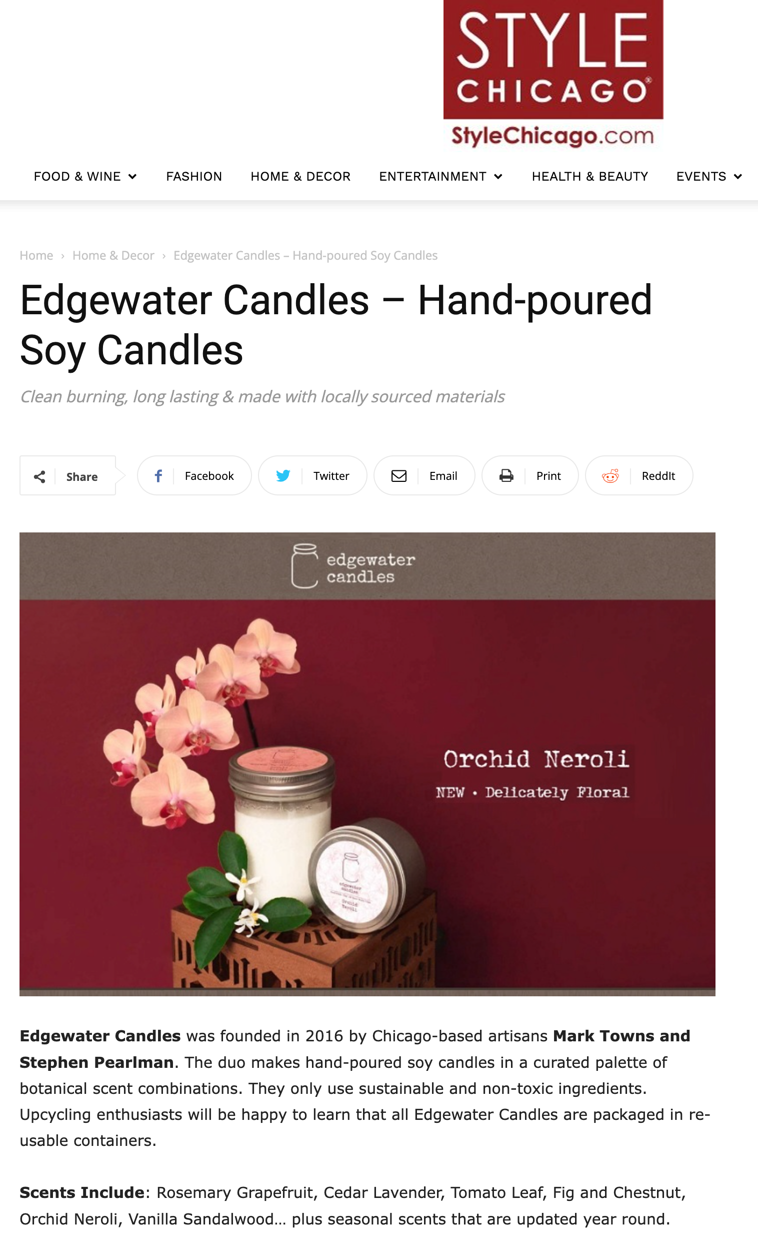 Edgewater Candles in Style Chicago