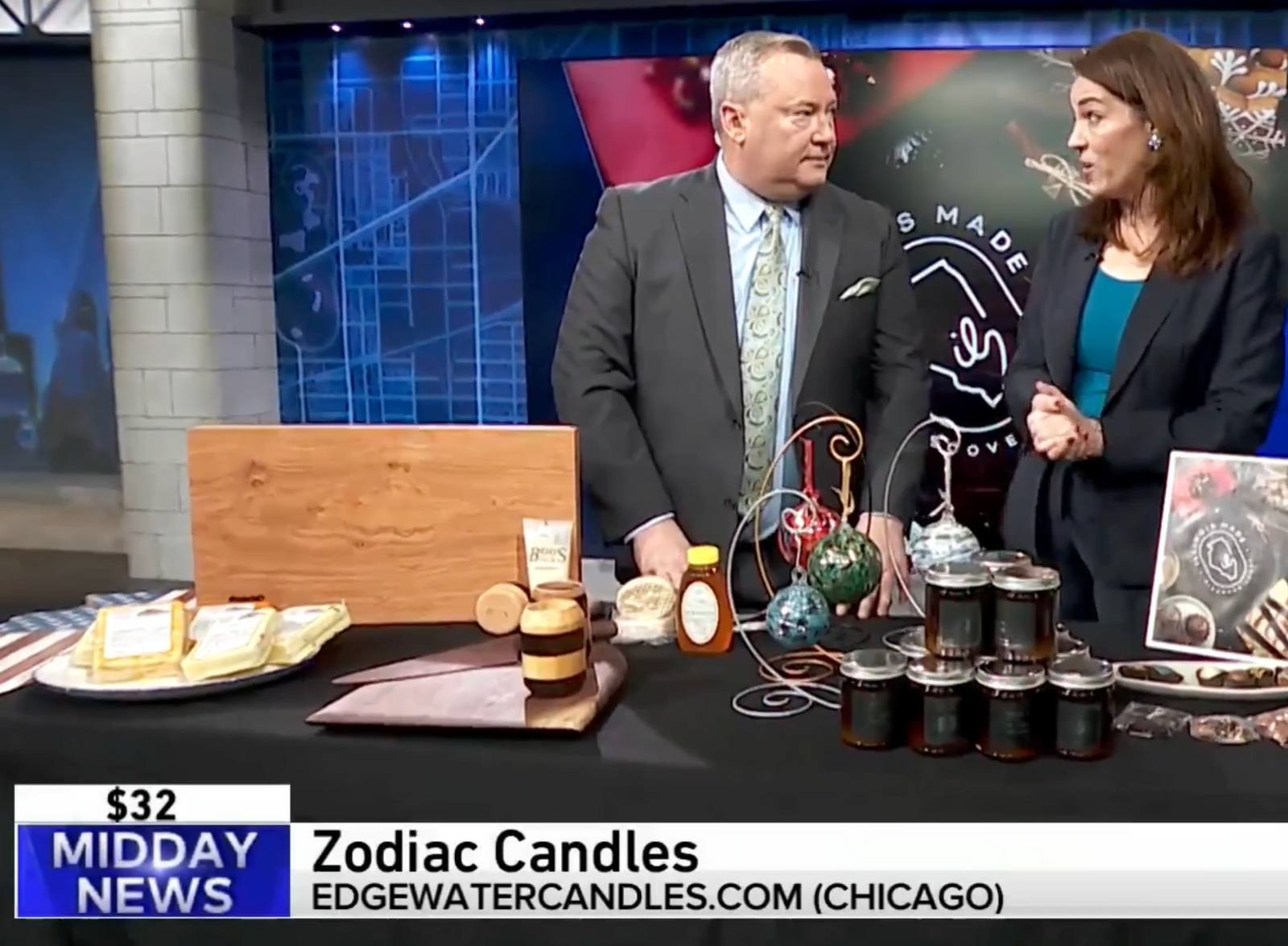 WGN TV features Edgewater Candles Zodiac Line