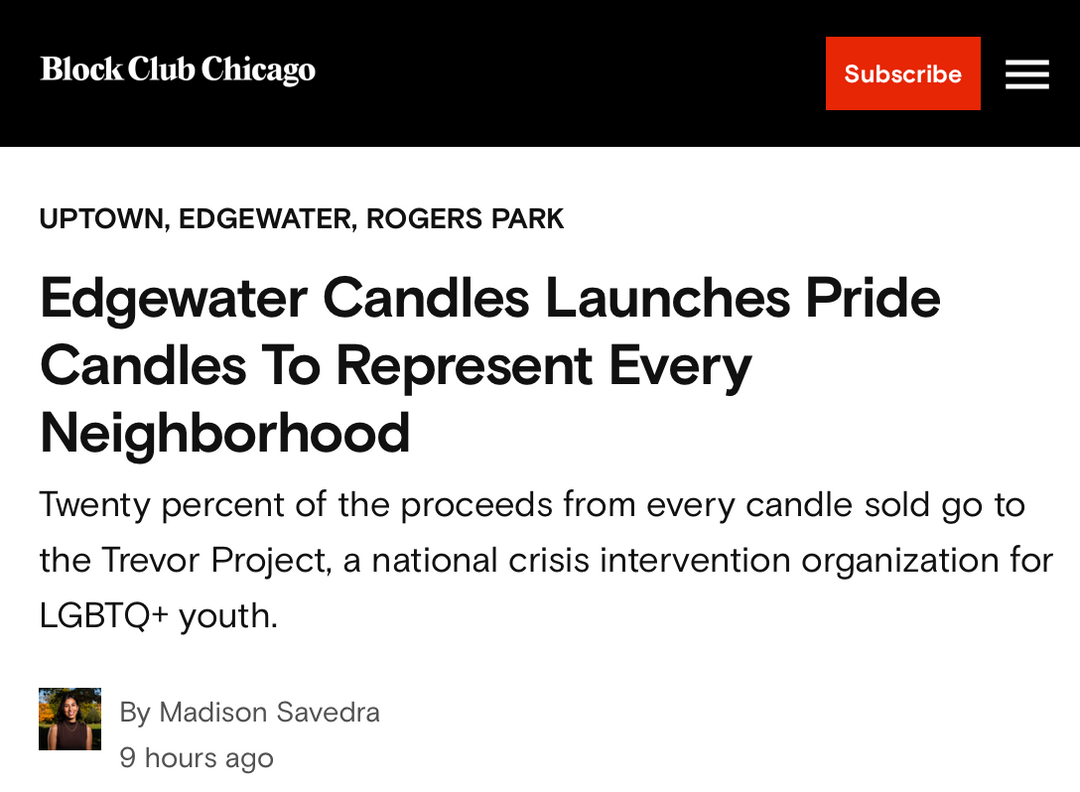 Neighborhood Pride Candles on Block Club