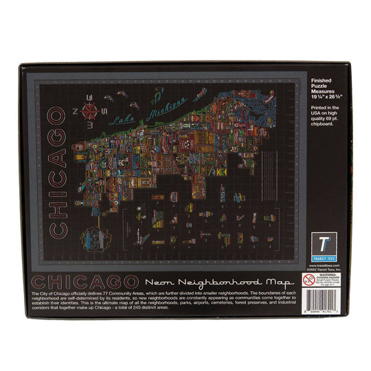 Neon Neighborhood Map of Chicago 1000 Piece Puzzle