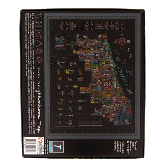 Neon Neighborhood Map of Chicago 1000 Piece Puzzle