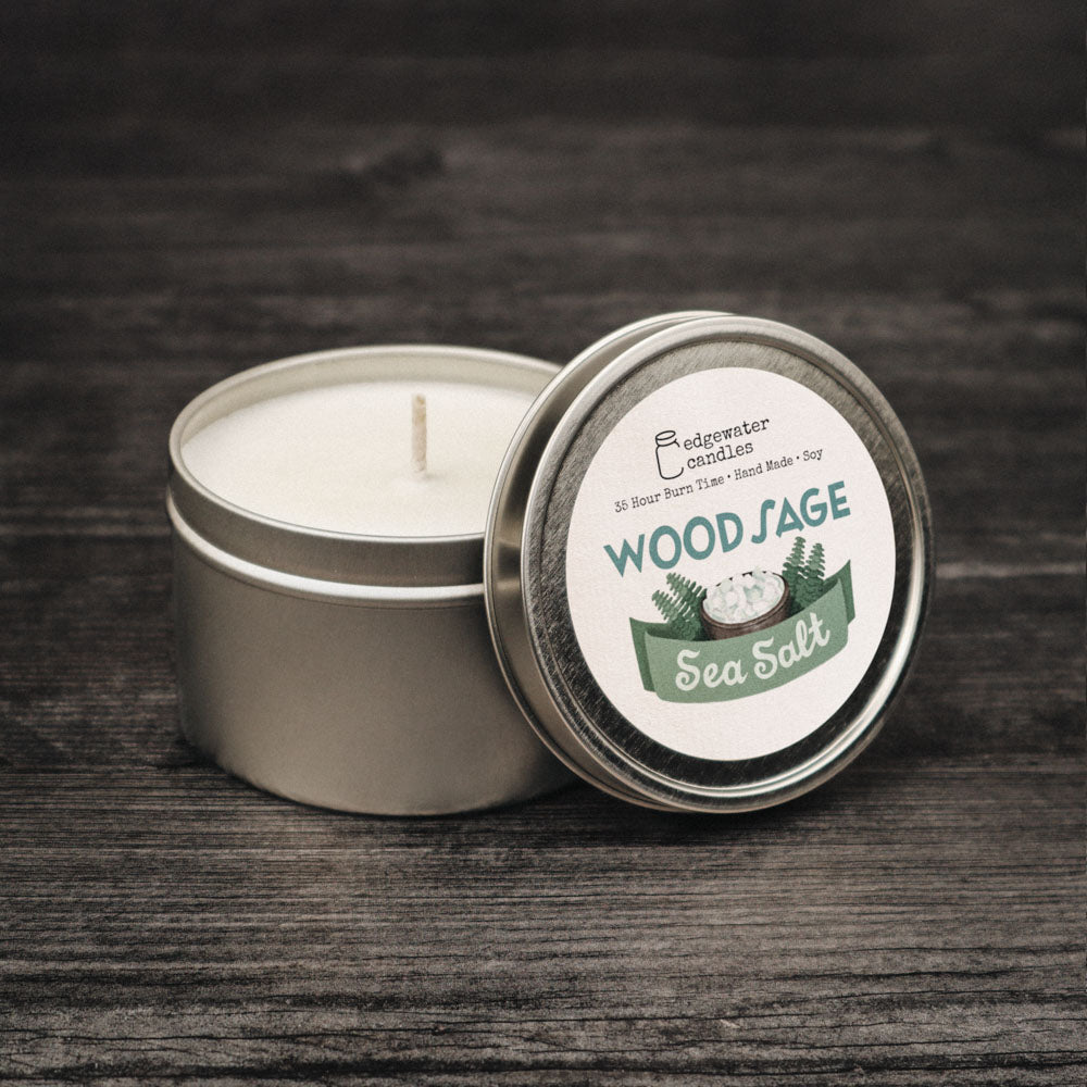 Travel Tin - Wood Sage Sea Salt – edgewater candles